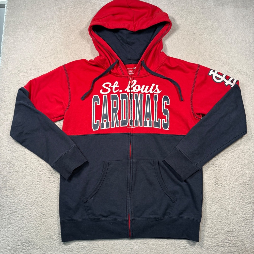 5th & Ocean St. Louis Cardinals Hoodie Mens Medium Red Navy Zip Up MLB Baseball